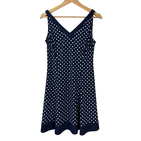 Chaps Dresses Chaps Polka Dot Navy White Dress Medium Petite Poshmark